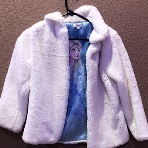 D-SIGNED- White Fur Jacket with Elsa Graphic inside